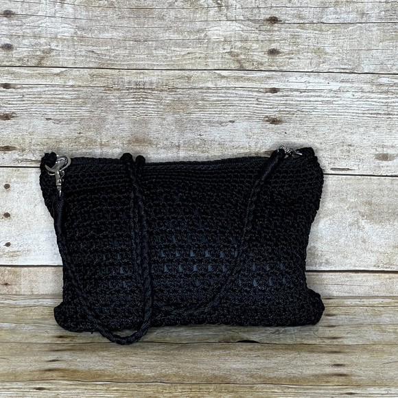 The Sak Bags The Sak Small Black Crocheted Crossbodyshoulder Bag